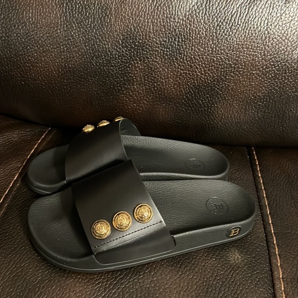 Balmain women’s symi leather button logo monogram sandals slides NEW - Picture 10 of 12